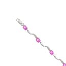 9ct White Gold 0.01ct Single Cut Diamond and Created Pink Sapphire Bracelet 7.5"