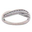 9ct White Gold 0.25ct Brilliant Cut Diamond Crossover Ring