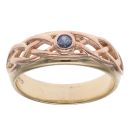 9ct Yellow and Rose Gold Blue Gemstone Annwyl Clogau Ring