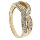 18ct Yellow Gold Cubic Zirconia Crossover Ring