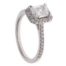 Platinum 1.29ct Emerald and Brilliant Cut Lab Grown Diamond Cluster Ring