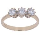9ct Yellow Gold Cubic Zirconia Three Stone Ring