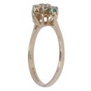 9ct Yellow Gold Cubic Zirconia and Emerald Cluster Ring