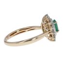 9ct Yellow Gold 0.52ct Diamond And Emerald Cluster Ring