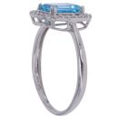 9ct White Gold 0.25ct Diamond and Blue Topaz Cluster Ring