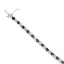 9ct White Gold 0.24ct Diamond and Sapphire Tennis Bracelet 7"