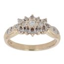 9ct Yellow Gold 0.25ct Brilliant Cut Diamond Cluster Ring