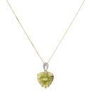 9ct Yellow Gold 0.02ct Diamond And Prasiolite Heart Pendant And Chain 18"