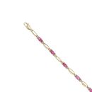 9ct Yellow Gold 0.10ct Diamond And Ruby Bracelet 7.5"