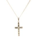 9ct Yellow Gold 0.01ct Diamond Cross and Chain 18"