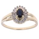9ct Yellow Gold 0.20ct Diamond And Sapphire Cluster Ring