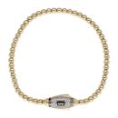 14ct Yellow Gold Monaco Beaded Cubic Zirconia Pave Lock Bracelet 7.5"