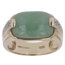 9ct Yellow Gold 0.05ct Diamond And Green Jade Ring