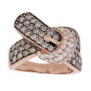 14ct Rose Gold 1.50ct Brilliant Cut Brown and Colourless Diamond Buckle Ring