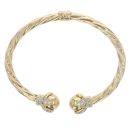 9ct Yellow Gold Cubic Zirconia Twist Hinged Torque Bangle
