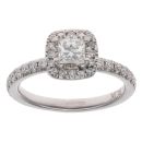 18ct White Gold 0.70ct Princess And Brilliant Cut Diamond Cluster Ring