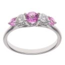 18ct White Gold 0.33ct Brilliant Cut Diamond and Pink Sapphire Five Stone Ring