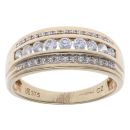 9ct Yellow Gold Cubic Zirconia Three Row Fancy Ring