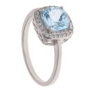 9ct White Gold 0.15ct Brilliant Cut Lab Grown Diamond and Blue Topaz Cluster Ring