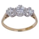 18ct Yellow Gold 1.00ct Transitional Cut Diamond Trilogy Ring