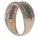 9ct Yellow Gold 0.85ct Round Brilliant Cut Diamond and Green Gemstone Fancy Ring