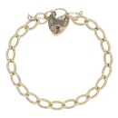 9ct Yellow Gold Heart Lock Charm Bracelet 7.5"