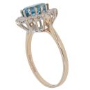 9ct Yellow Gold Blue Topaz and Cubic Zirconia Cluster Ring
