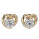 9ct Yellow Gold Cubic Zirconia Heart Stud Earrings