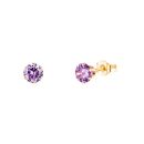 9ct Yellow Gold Lilac Cubic Zirconia Stud Earrings 4mm