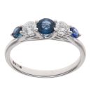 18ct White Gold 0.33ct Brilliant Cut Diamond and Sapphire Five Stone Eternity Ring