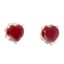 9ct Yellow Gold Ruby Heart Cut Stud Earrings