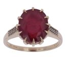 9ct Yellow Gold Ruby and Cubic Zirconia Single Stone Ring