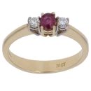 18ct Yellow Gold 0.10ct Diamond and Ruby Three Stone Ring