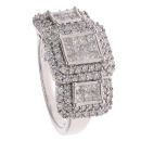 18ct White Gold 1.00ct Princess and Brilliant Cut Diamond Cluster Ring