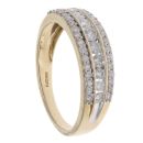 9ct Yellow Gold 0.75ct Brilliant Cut Diamond Three Row Ring