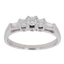 9ct White Gold 0.55ct Brilliant and Baguette Cut Diamond Trilogy Ring