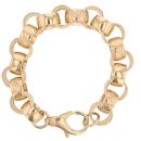 9ct Yellow Gold Patterned and Plain Belcher Bracelet 9"