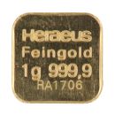 1g Heraeus Ingot Unsealed