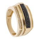 14ct Yellow Gold Cubic Zirconia Black Gemstone Signet Ring