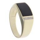 9ct Yellow Gold 0.01ct Diamond And Onyx Signet Ring