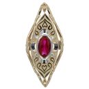 14ct Yellow And White Gold Oval Red Stone Set Ring