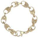 9ct Yellow Gold Patterned and Plain Tulip Bracelet 9"