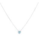 14ct White Gold 0.10ct Diamond and Blue Topaz Heart Cluster Pendant and Chain 18"