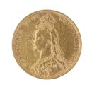 1892 Victoria Jubilee Head UK Full Sovereign Coin