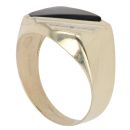 9ct Yellow Gold 0.01ct Diamond and Onyx Signet Ring