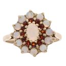 9ct Yellow Gold Garnet and Opal Cluster Ring