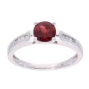 9ct White Gold Garnet and Diamond Circular Ring