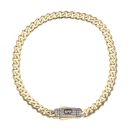 14ct Yellow Gold Monaco Curb Classic Cubic Zirconia Pave Lock Bracelet 7.5"