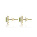Silver 18ct Yellow Gold Plated Peridot Emerald Cut Diamond Halo Stud Earrings