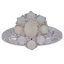 9ct White Gold Opal Cluster Ring